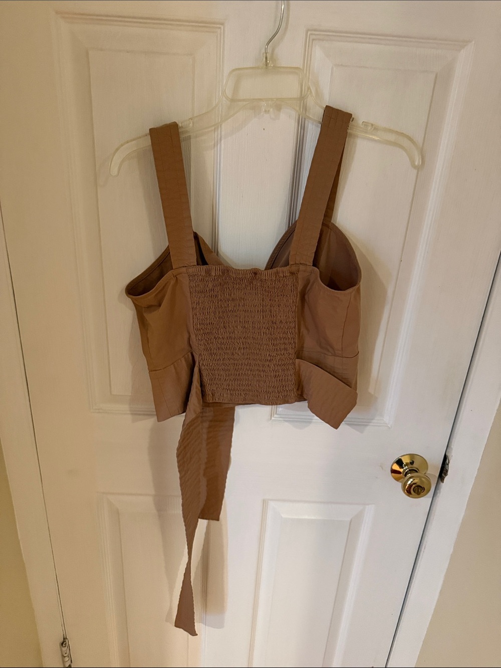 Express Taupe Wrap Crop Top with Tie - Picture 4 of 4